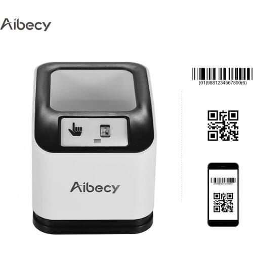 Aibecy 2200 1D/2D/QR Bar Code Scanner CMOS Image Desktop Barcode Reader USB Barcode Scanner Omnidirectional Screen