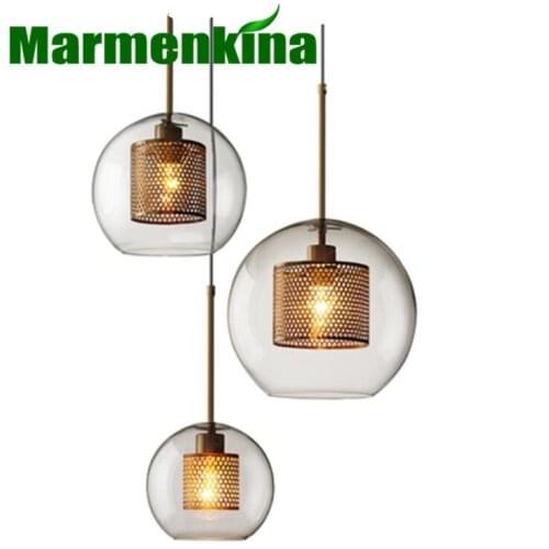 Modern minimalist gold metal clear glass pendant lamp corridor dining room kitchen foyer study bed room lamp