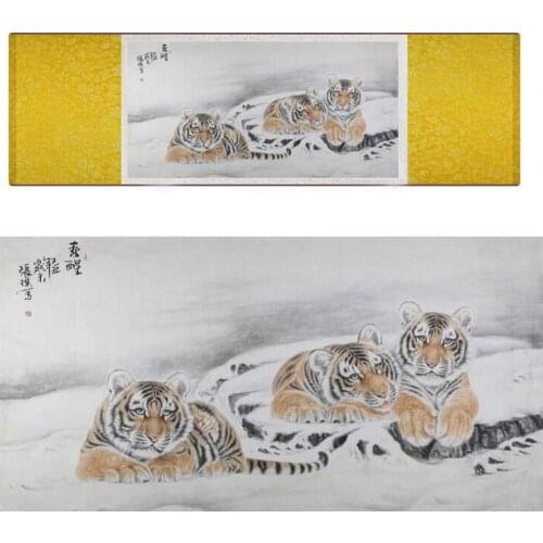 Tiger silk art painting Chinese Art Painting Home Office Decoration Chinese tiger painting
