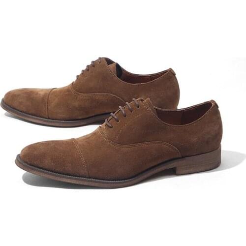 England Style Pointe toes shoes for men casual Men shoes Lace up Fashion Oxfords Nubuck Leather Retro Mens shoes