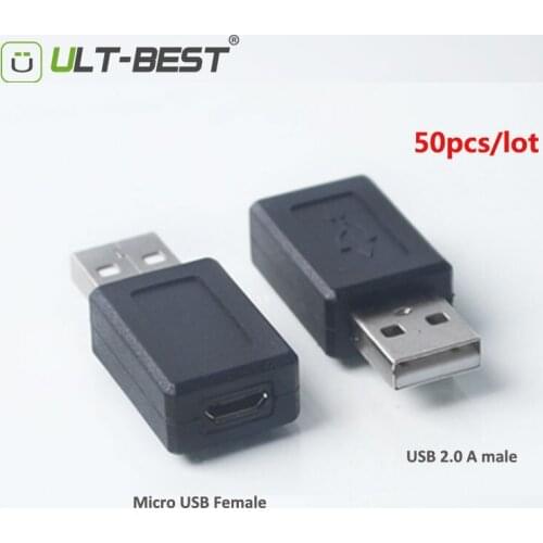 ULT-Best 50PCS Wholesale USB Adapter Micro USB Female to USB 2.0 A Male Connector Converter Adaptor