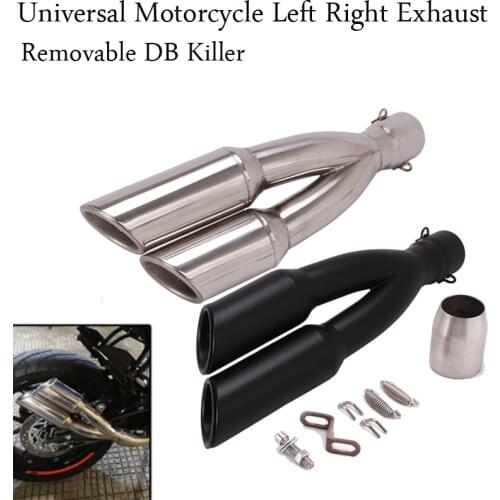 Universal Left Right Motorcycle Exhaust Pipe Escape Silencer Modified 2 Holes Muffler DB Killer For Z1000 Ninja650 MT-03 R1 ATV