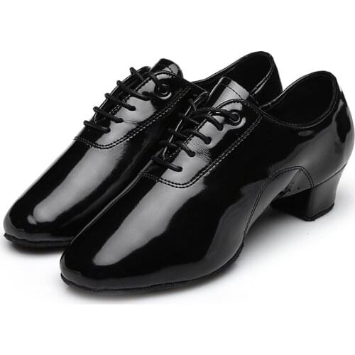 USHINE 24-44 black soft PU practice teacher shoes national standard Latin dance shoes children man