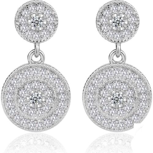 High quality rose Gold Crystal Long Earrings Bridal Large Drop Earrings for Women Fashion Wedding 925 sterling silver Jewelry