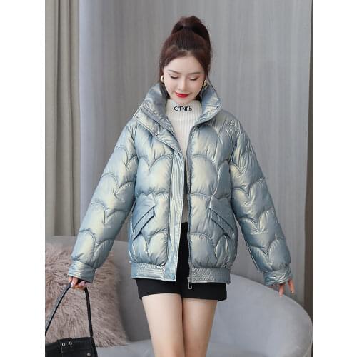Womens Winter Jacket Solid Quilted Stand Collar Long Sleeve Ladies Causal Puffer Coat Zipper Pockets Down Coat for Female 2021