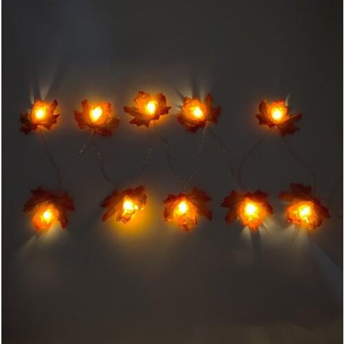 1pcs 1.5 meters Artificial Vine with LED String Light Artificial Plants DIY Decoration Artificial Autumn Red Maple Leaf Garland