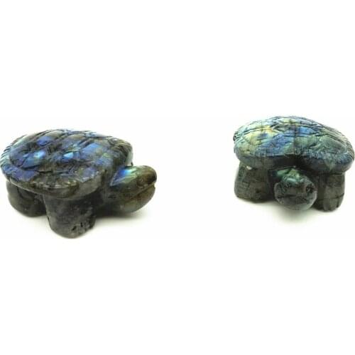 1PC Natural Labradorite Crystal Stone Carved Turtle Tortoise Carving Crafts Figurine Chakra Healing Reiki Stone