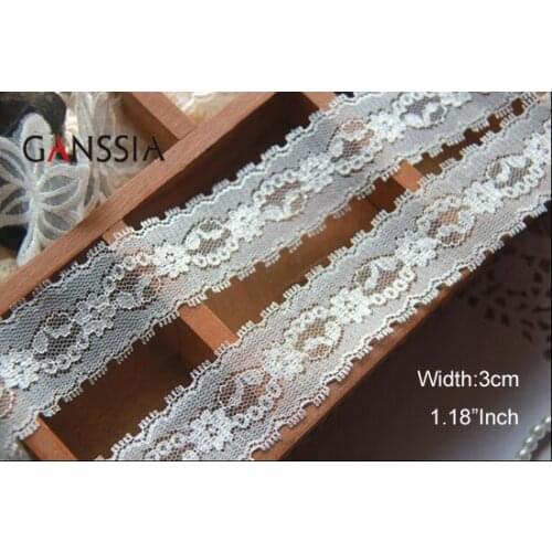 1YARD Width:3cm Quality Embroidery Lace Trim Ivory White for Fabric Dress Decoration Clothes Crafts(SS-2209)