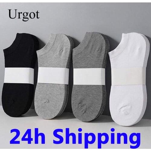 Urgot 10 Pairs Mens Womens Socks Breathable Sports Socks Solid Color Boat Socks Comfortable Cotton Ankle Socks White Black Meias