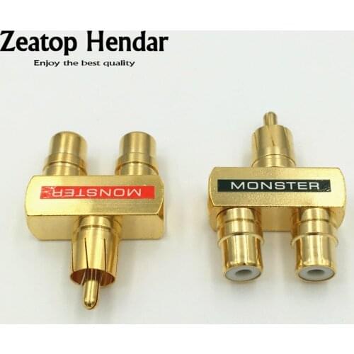 10Pcs Copper RCA Audio Y Splitter Plug Adapter 1 Male to 2 Female Gold Plated Connector RCA 3 Way Connector