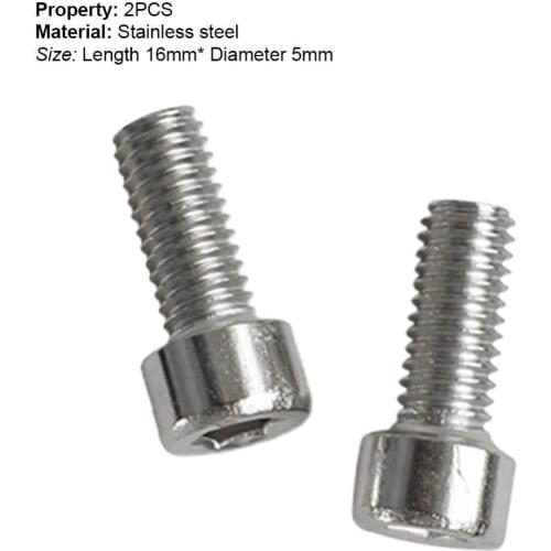 2Pcs Stable Fastener Easy to Install Stainless Steel Hex Socket Screw Supplies for Bicycle