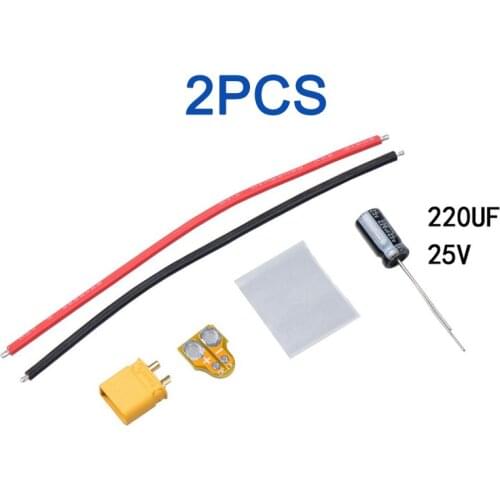 2pcs XT30-CAP Wire Silicone Power Filter 2S-6S 220UF 25V Flight Control ESC Filter Spare Parts for RC Micro