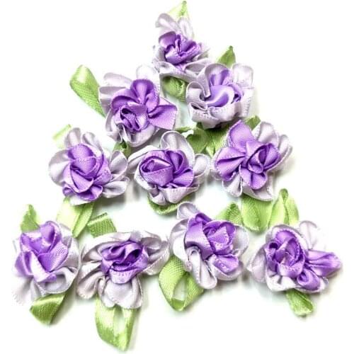 HL 30pcs puple ribbon flowers handmade apparel sewing appliques DIY accessoriesD0205