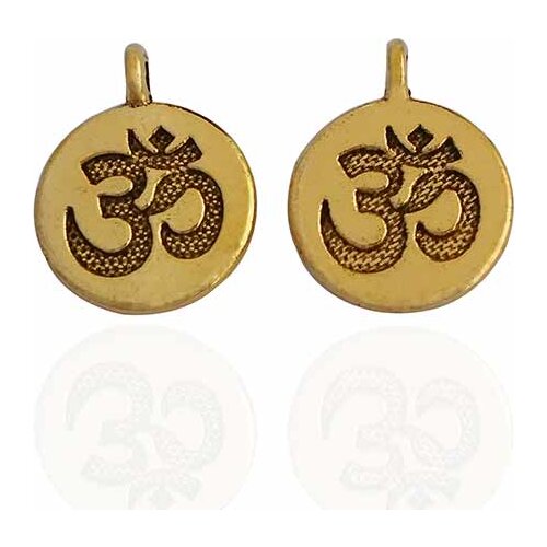 10 x Antique Gold Tone Round OM AUM Symbol Yoga Charms Pendants Beads Double Sided for DIY Necklace Jewelry Making Findings 15mm