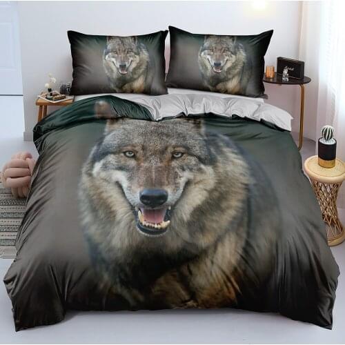 3D Custom Design Gray Bedding Bags Comforter Covers Sets Pillow Shames Set Twin King Queen Double Single Size Wolf Bedclothes