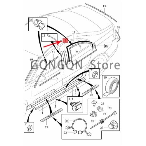 CAR adjustment panel 2007-2015vol voxc70 v70 s80l s80 B-pillar trim, door exterior trim, anti-collision guard, door frame trim
