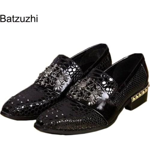Batzuzhi Fashion Man Shoes Japanese Style Handmade Black Genuine Leather Mans Dress Shoes Formal Business Chaussures Hommes