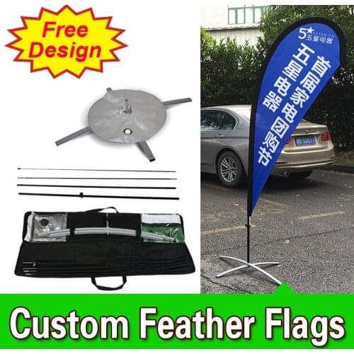 Free Design Free Shipping Double Sided Teardrop Cross Base Flag Signs Advertising Ad Flags Sail Banners Quality Custom
