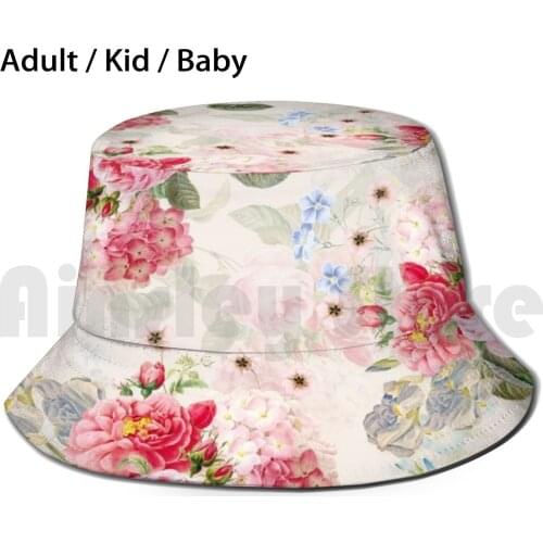 Pierre Joseph Redouté - Most Beautiful Roses Bouquets Blush Pink Sun Hat Foldable UV Protection Nature Jungle Blossom