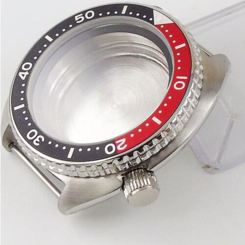 45mm Black Red Rotating Bezel stainless Watch Case fit for NH35 NH35A movement Watch
