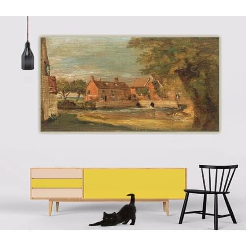 Citon John Constable《Flatford Mill》Canvas Art Oil painting Artwork Poster Picture Backdrop Wall Decor Home Decoration