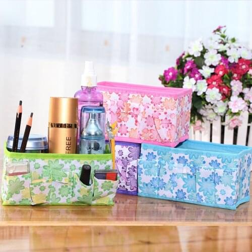 Home Storage Box Collapsible Cosmetic Desktop Storage Tidy Stationery Jewelry Storage Bag For Office Home Household Products