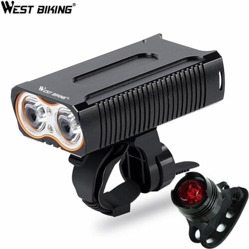 WEST BIKING Waterproof Bicycle Lights MAX 2400LM USB Rechargeable LED Cycling Headlight Front Lamp + Free Taillight Bike Light