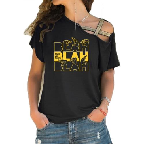 ARMIN VAN BUUREN BLAH T Shirt Women Trance Music Fans Cool Short Sleeve Girls T-shirt Irregular Skew Cross Bandage Tee Tops
