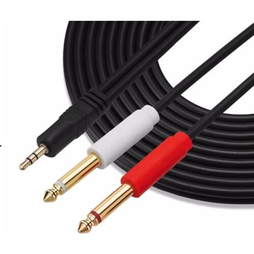 LBSC Gold Plated 3.5 mm TRS to Dual 1/4 inch TS Premium Stereo Breakout Cable for Connecting iPhones, iPods, iPads, Mac, Laptop
