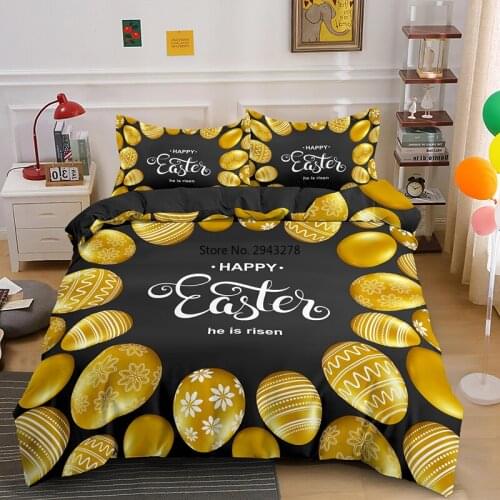Happy Easter Egg Rabbit Single Double King Queen Size Bedding Set Duvet Comforter Quilt Covers With Pillowcase 2/3PCS Bedclothes