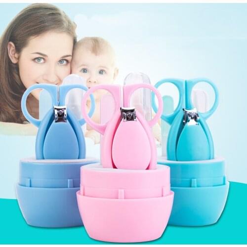4 Pcs Baby Nail Care Scissors Sets Safety Nail Cutter Suit Newborn Baby Cleaning Toils Nail Care Child-safe Baby Nail Clippers