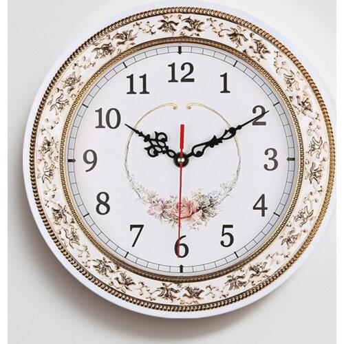 Floral Antique European Wall Clock 11 Inch Living Room Creative Craft Quartz Clock 020 y