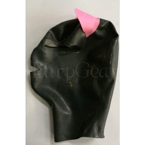 Latex Mask Rubber Unisex Hood Cosplay Cat woman Back Zipper Rubber Fetish Cosplay Mask Latex Headgear Customized XS-XXL