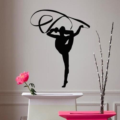 Hot Sale Decals Girl Gymnast With A Ribbon Sport Gymnastics People Home Vinyl Wall Stickers Kids Room Decoration YY406