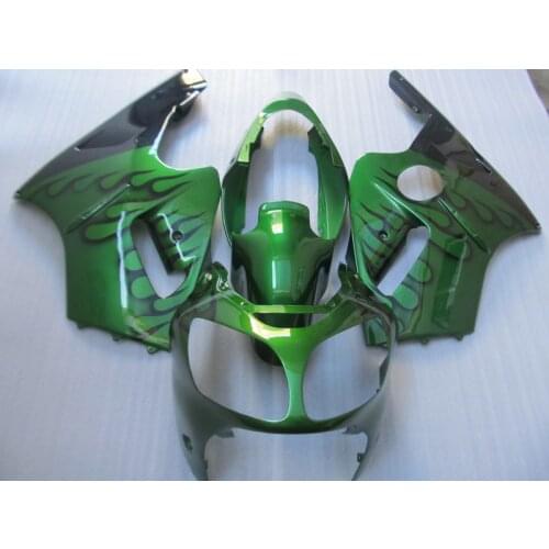 Injection mold free 7 gifts fairing kit for Kawasaki ZX12R 00 01 black flames green fairings ZX12R 2000 2001(+ tank cover) OT25
