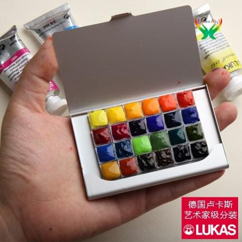 Lukas Oil Paints, 1862 Artist Master Watercolors, Fresh Paints, 24 Color Separated Mini Portable Set, Travel Paints Set