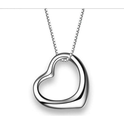 TJP Simple Fashion Heart Girls Pendant Necklace Jewelry Top Quality 925 Sterling Silver Necklace For Women Accessories Female