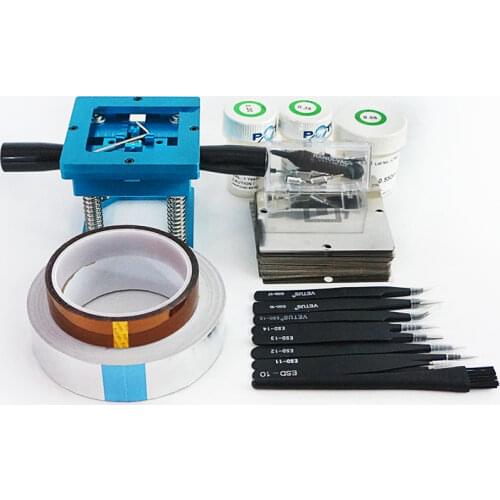 Blue BGA reballing kit 90*90mm BGA reballing station template for Laptop Gameconsole 230pcs Stencil Help solder paste