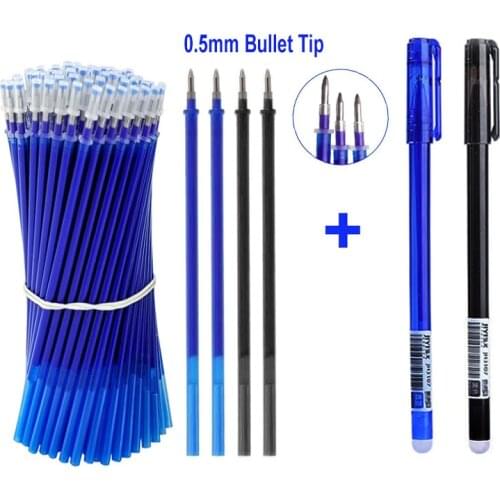 30Pcs 50Pcs Erasable Gel Pen Refill Rod 0.5mm Office School Writing Stationery Blue Black Ink Bullet Tip Washable Handle +Eraser
