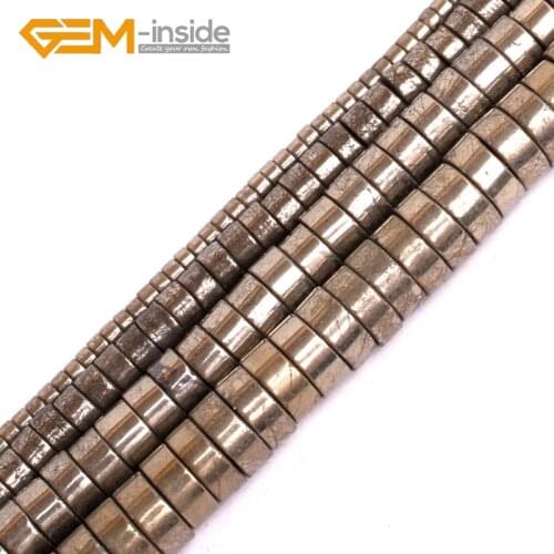 Natural Grey Pyrite Gem stone Heishi Rondelle Shape Faceted Spacer Loose Beads For Jewelry Making Strand 15" DIY