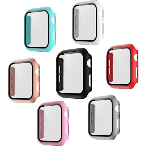 Plastic Case and Tempered Film glass for Apple Watch 42mm 38mm 44mm 40mm Cover IWatch 5 4 3 2 1 Watch Protective Case Shell