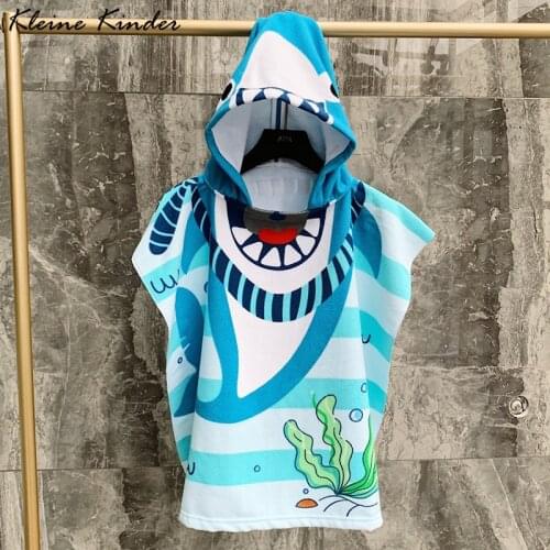Toddler Baby Kids Hooded Beach Bath Towel Cartoon Soft Swim Pool Coverup Poncho Cape For Boys Girls Children 1-7 Years Bath Robe