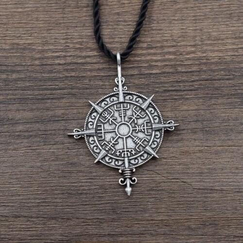 Viking Vegvisir "Wayfinder" Pendant Runic Compass Symbol Norse Rune Symbol Odin Necklace