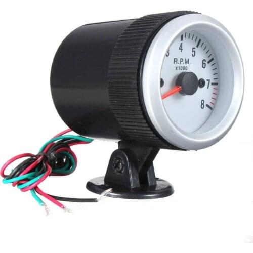 Portable Durable Universal 12V 2inch REV Tachometer Blue LED Tacho Gauge Counter With Silver Face Blue LED 52mm