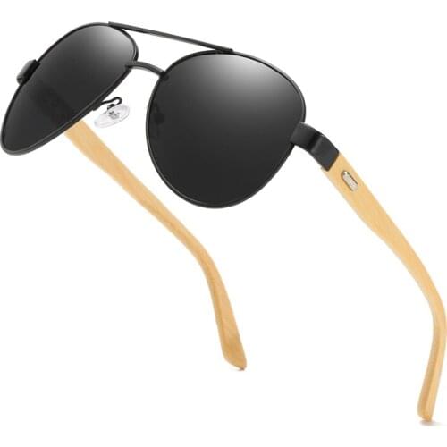 Wood Bamboo pilot Sunglasses Men Wooden metal Women pilot Brand Designer Mirror Original Sun Glasses drive retro de sol