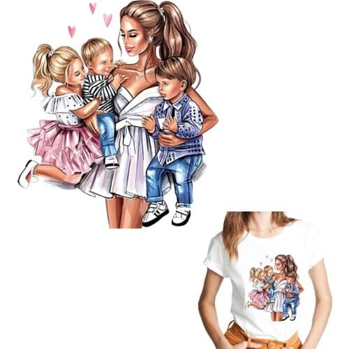 Mom&Girl Iron On Transfer For Clothing DIY Washable Thermal Sticker On T-shirt Lovely Design On Clothes Patches Appliqued