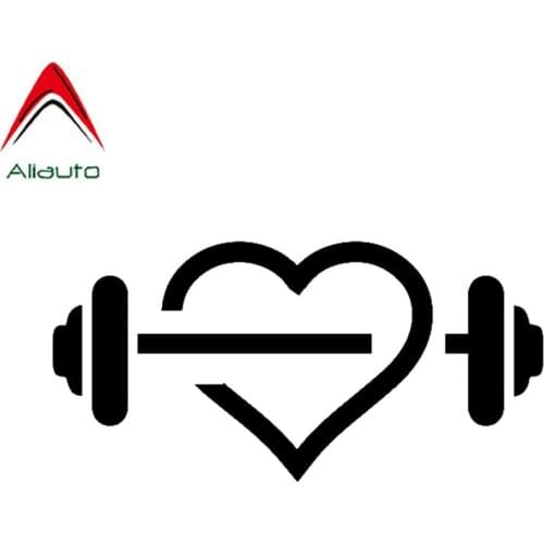 Aliauto Unique Gym Heart Shape Fitness Dumbbell Sport Decor Creative Car Sticker High Quality Silhouette Vinyl,16cm*8cm