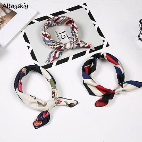 Scarves Wraps Women Multi-functional Ulzzang Print Silk Scarf Students Womens Patterns Korean Style All-match Simple Sweet Chic