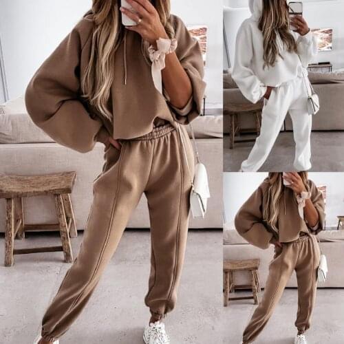 Women Tracksuit 2piece Set Harajuku Sport Suits Casual Sweatshirts Pullover Trousers Suits Outfits Lace Up Sportswear Sport Suit