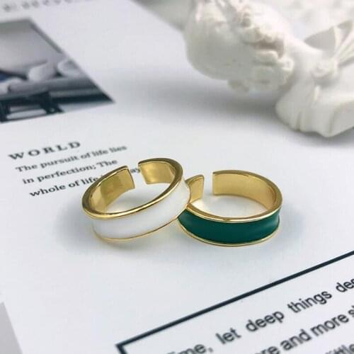 Antique Gold Color Silver Plated Irregular Drop Glaze Gold Color Rings for Women Elegant Party Jewelry 2021 New